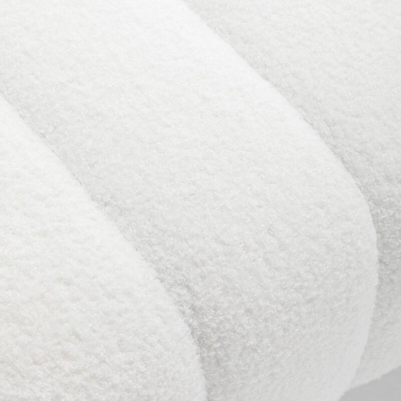 SEYNAR Modern Glam Teddy Velvet Fabric Rectangle Ottoman