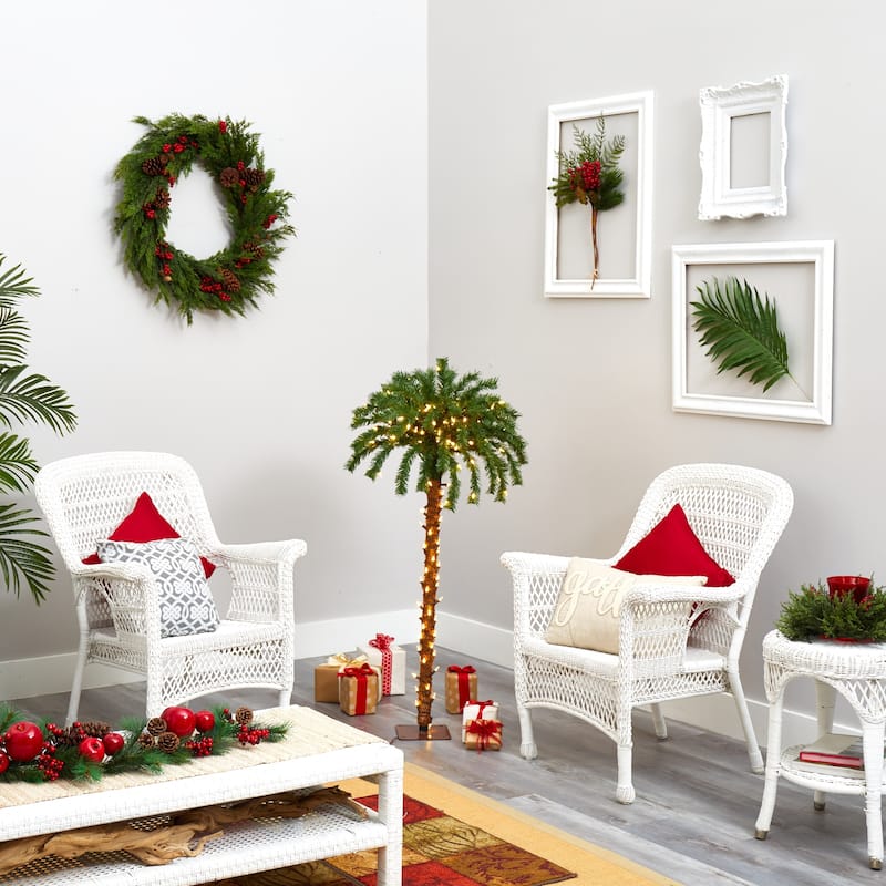4’ Pre-Lit Artificial Christmas Palm Tree, Clear LED Lights - 4 Foot