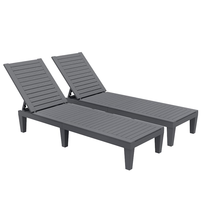Outdoor Chaise Lounge Chairs (Set of 2) with Adjustable Backrest