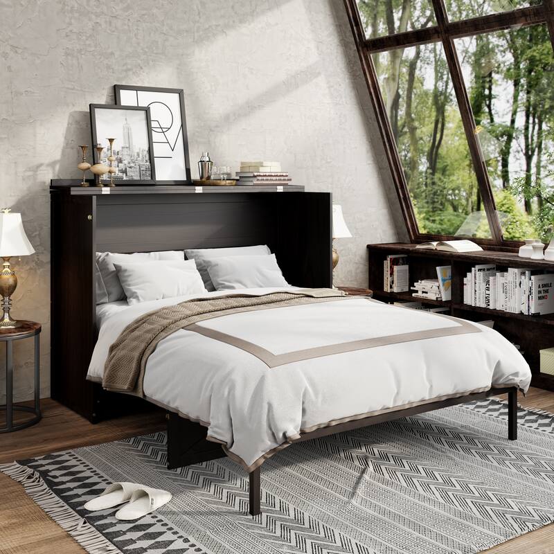 Queen Size Murphy Bed with Large Drawers and Charging Station