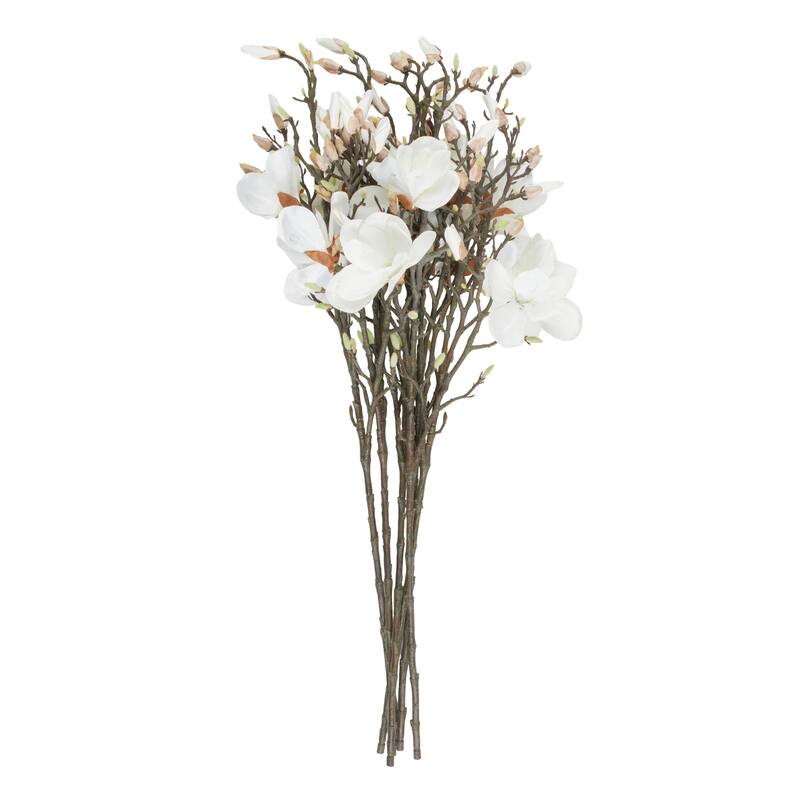 Plastic Magnolia Tall Artificial Flower Stem - Set of 6 White - Roche River Decor