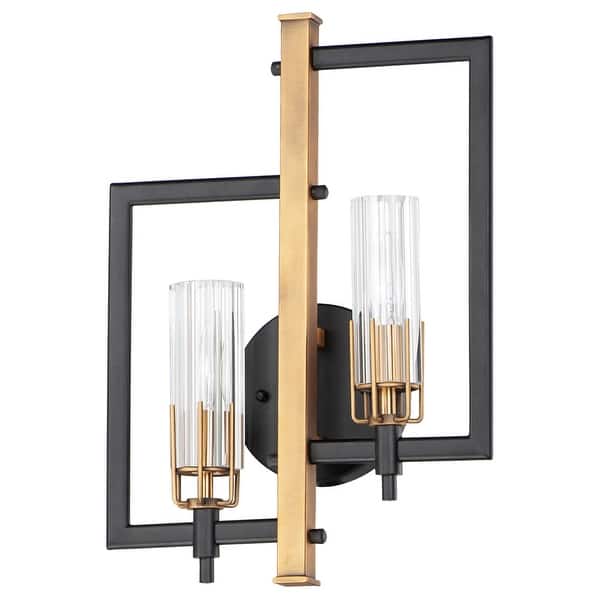 slide 2 of 5, Maxim Flambeau 2 Light 18" Tall Wall Sconce Black / Antique Brass