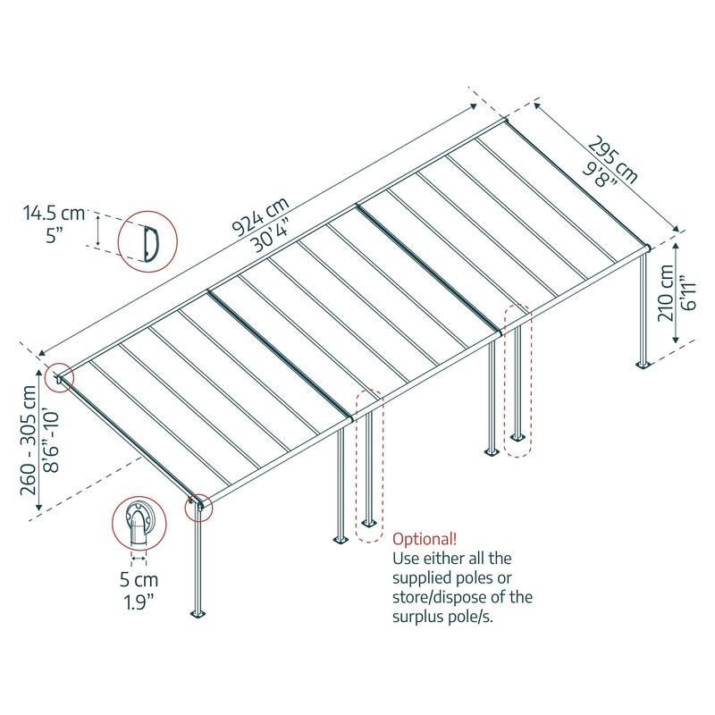 Sierra 10 ft. Gray/Gray Aluminum Patio Cover
