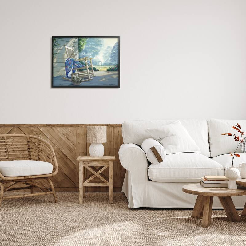Stupell Rocking Chair on Porch Framed Giclee Art Design by Michael Humphries