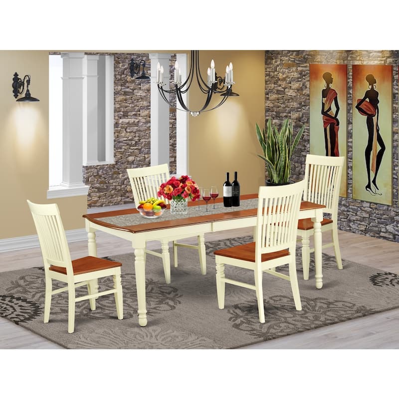 Kitchen Table Set 5 Piece Dining Room Set Wood Chairs Buttermilk Finish