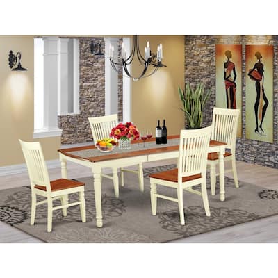 Kitchen Table Set 5 Piece Dining Room Set Wood Chairs Buttermilk Finish