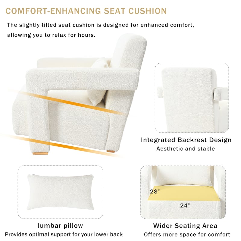 White 30.3" Accent Chair with Lumbar Support