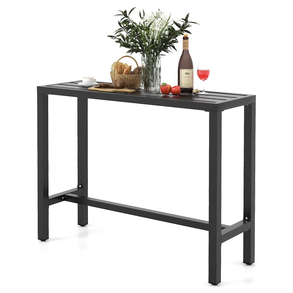 Costway Outdoor Metal Bar Table 48'' Patio Rectangular Counter Height - M Size: 48'' x 16'' x 37.5'' (L x W x H)