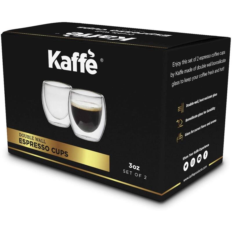Espresso Cups by Kaffe. 3oz - Set of 2. Double-Wall Glass