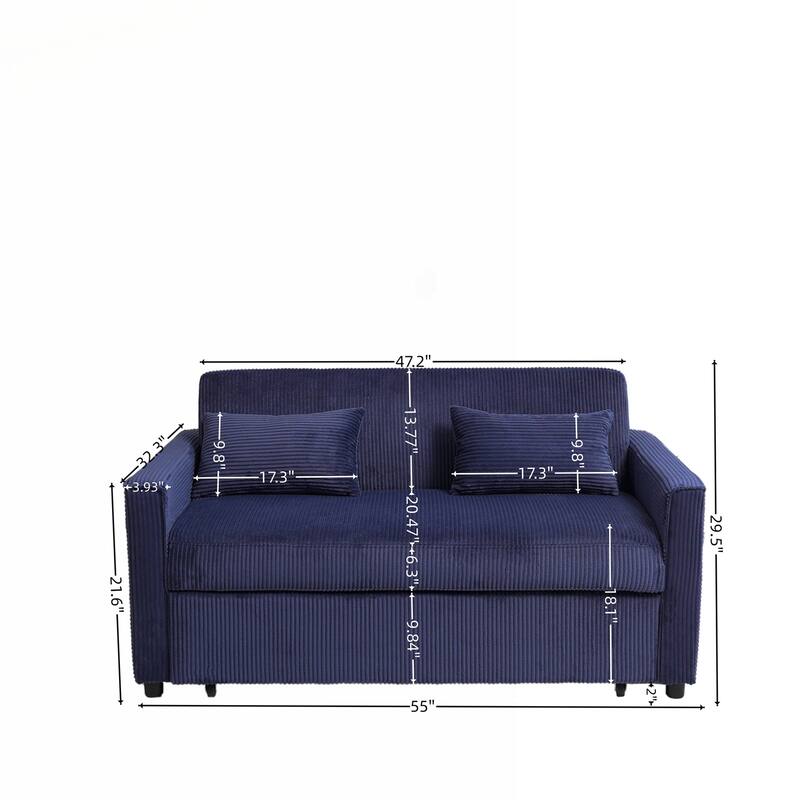 Versatile 3-in-1 Convertible Sofa Bed with Adjustable Backrest and Pillows