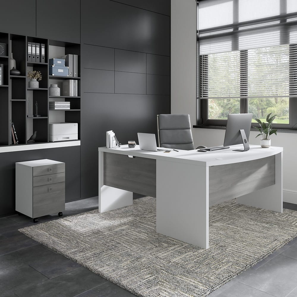 Echo L Shaped Bow Front Desk with Drawers by Bush Business Furniture