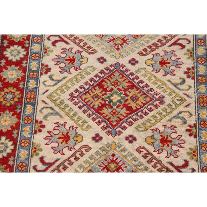 Traditional Kazak Accent Rug Hand-Knotted Oriental Wool Carpet - 3'3"x 4'8"