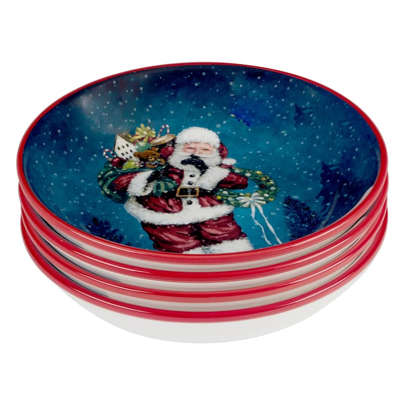 Certified International Santa's Secret 9" Soup/Pasta Bowls, Set of 4 - 9" Diameter x 2"