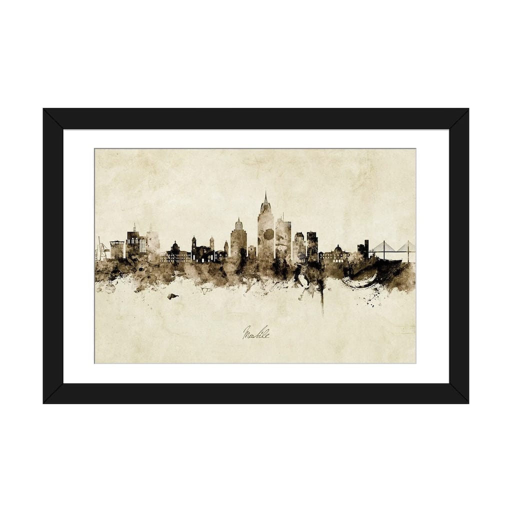 iCanvas "Mobile Alabama Skyline Vintage" by Michael Tompsett