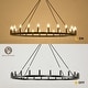 preview thumbnail 7 of 16, 54-inch Round Wagon Wheel 24-light Chandelier