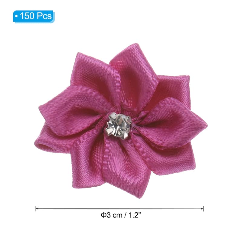 150Pcs Small Ribbon Flowers Satin Ribbon Flowers Mini Fabric Flower - 3cm - Purple