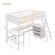 preview thumbnail 3 of 25, Modern Twin Size Wooden Loft Bed With Shelves and Desk,Solid Construction