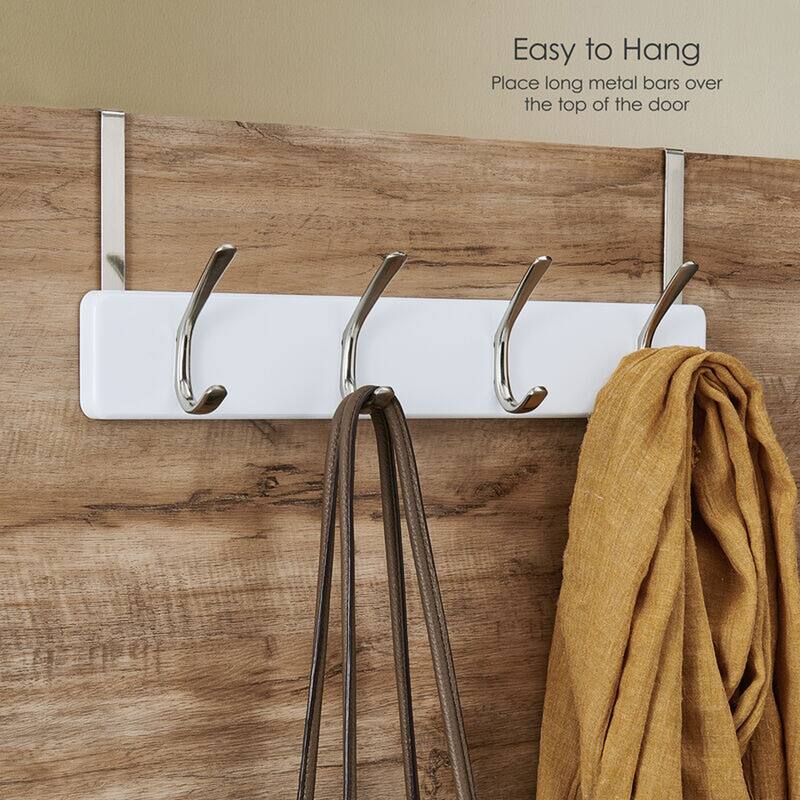 Melannco Over the Door Metal Coat Hook, 18X6 Inch, White