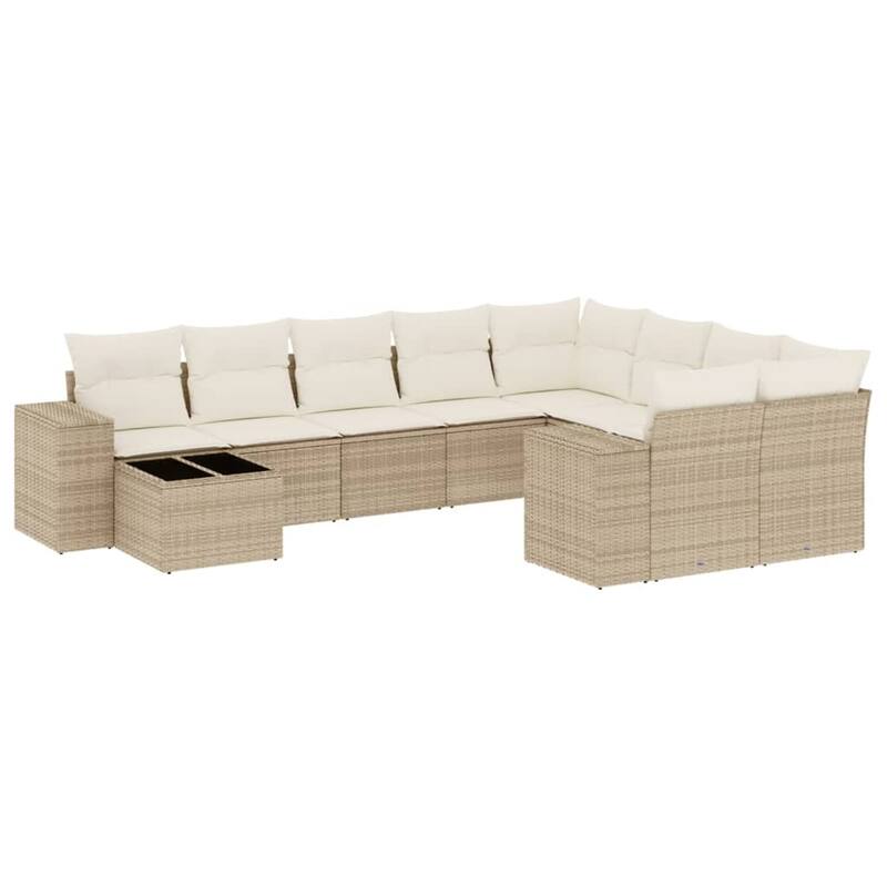 vidaXL Patio Sofa Set with Cushions Outdoor Furniture 10 Piece Poly Rattan