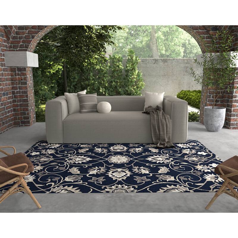Domani Trails Contemporary Scrolls Hand-Woven Indoor / Outdoor Rug