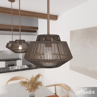 Hunter Brookhollow Rattan Pendant - Kitchen Island, Dining Room, Foyer - Casual, Modern, Transitional, Geometric - Designer!