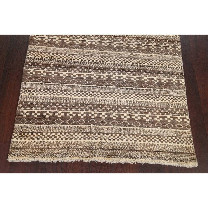 Tribal Geometric Gabbeh Kashkoli Oriental Wool Area Rug Hand-knotted - 3'2" x 5'1"
