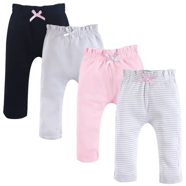 slide 1 of 1, Touched by Nature Baby Girl Organic Cotton Pants 4pk, Gray Pink 0-3 Months - Gray Pink