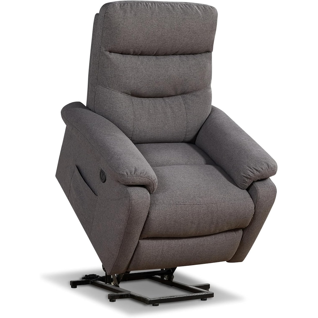 Contemporary Lift Chair Recliner with Grey Fabric Upholstery