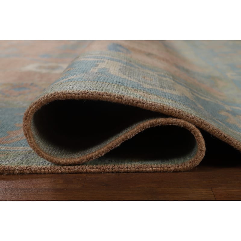 Hand Knotted Oriental 100% Wool Carpet Transitional All-Over Pink Oushak Area Rug - 11' 11'' X 9' 0''