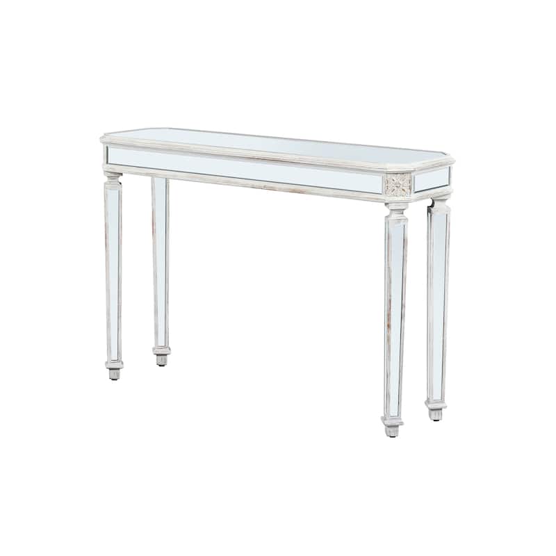 Versatile Mirror Console Table with Vintage Wood Carving Elements