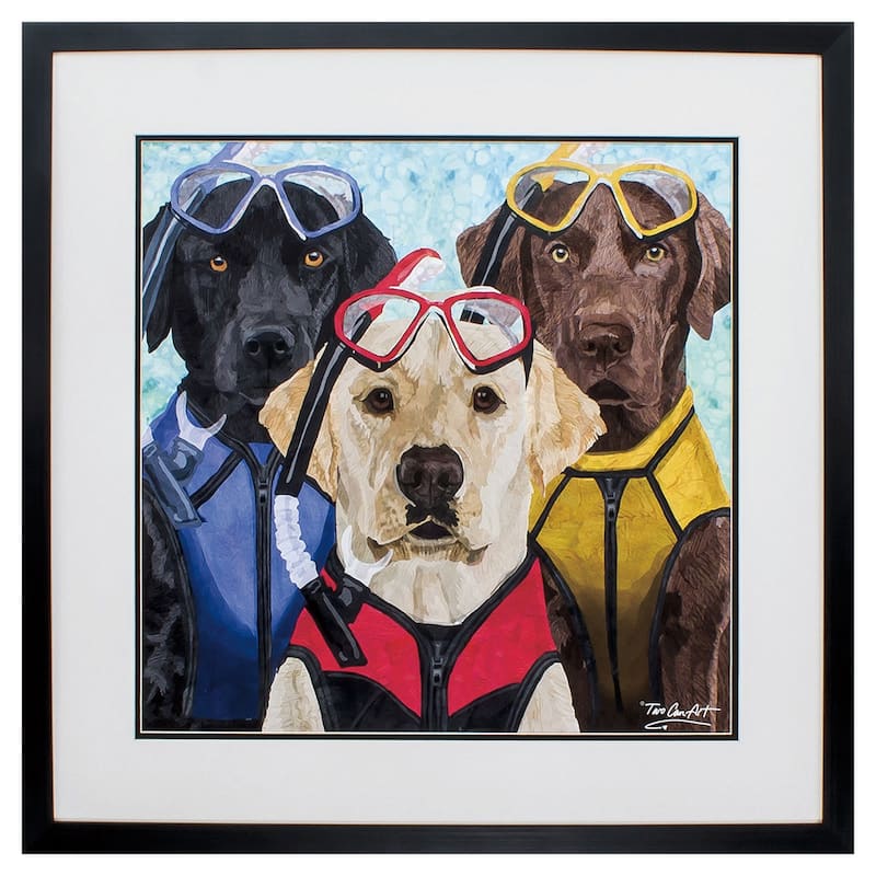 Propac Images Scuba Dogs Wall Art - Blue - 28X28X2