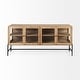 preview thumbnail 2 of 47, Arelius Light Brown w/ Black Metal Base 4 Door Glass Cabinet Sideboard - 70.0L x 18.0W x 32.0H