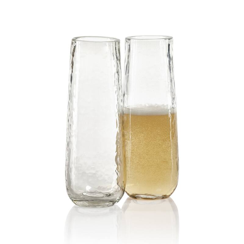 Kaz Hammered Stemless Champagne Flutes, Set of 4