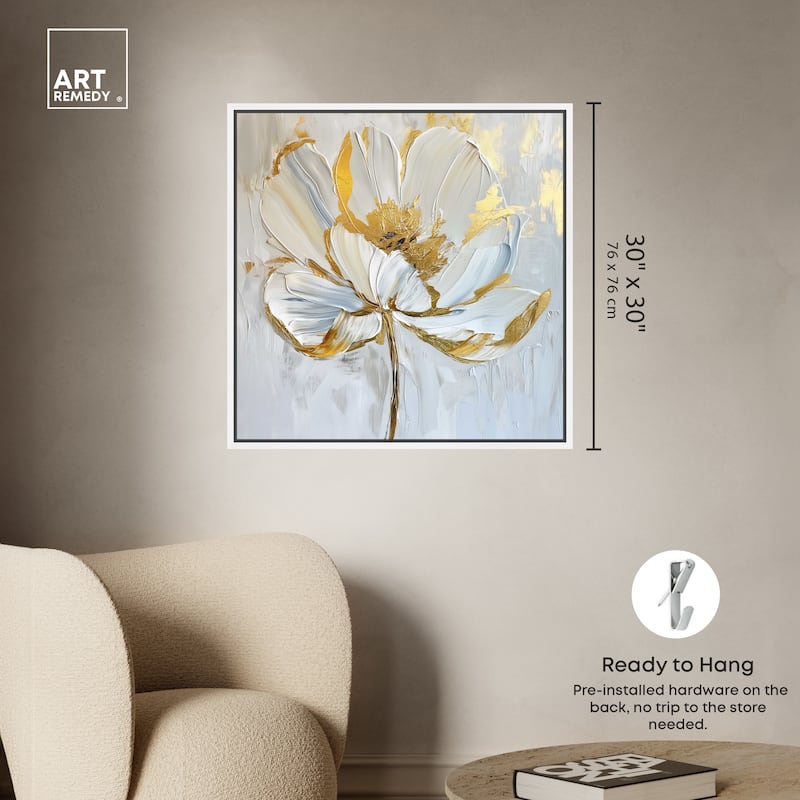 Art Remedy Gold Magnolia II Framed Floral Fine 1 Piece Canvas Wall Art