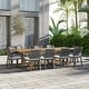 preview thumbnail 20 of 20, Amazonia Camille FSC Certified Wood Outdoor Patio Dining Set 11 pc - Light Table - Arm Grey w/cush White