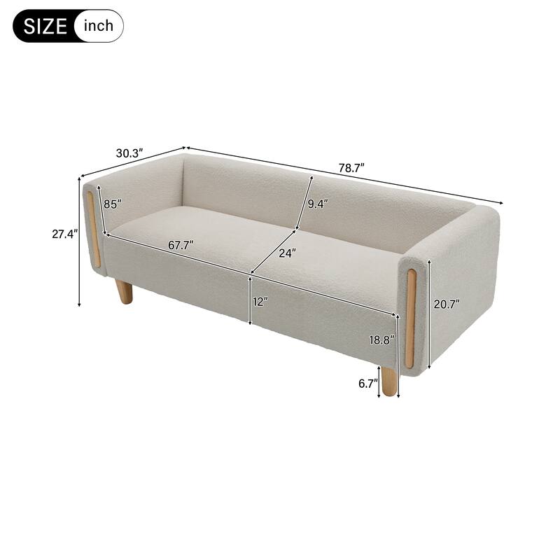 Christopher Knight Home - Soft Upholstered 78.7" 3-Seater Sofa with Rubberwood Legs