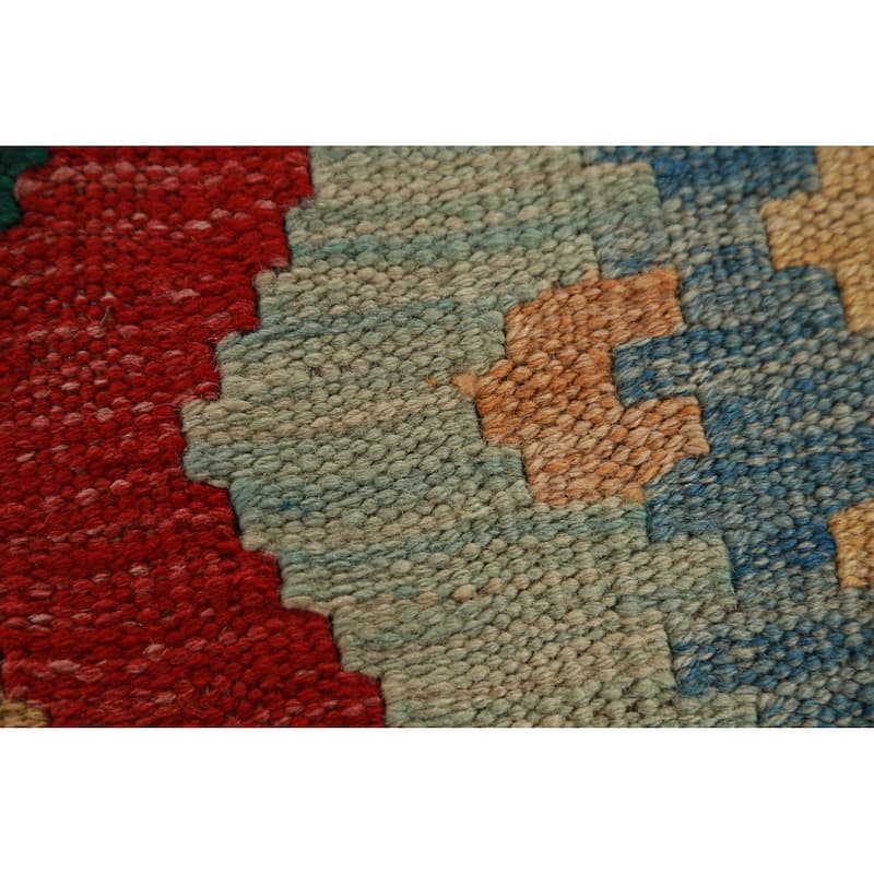 Hand Woven Oriental 100% Wool Carpet Southwestern Geometric Multi-Colored Kilim Area Rug - 8' 0'' X 5' 10''