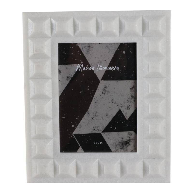 Resin Block Border Decorative Photo Frame - White
