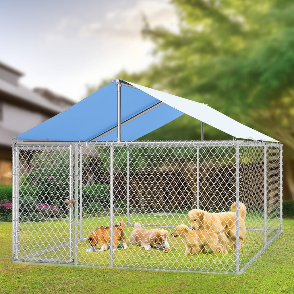 Moasis Large Dog Kennel, Heavy Duty Outdoor Dog Kennel, Dog Playpen, Dogs Run with Roof