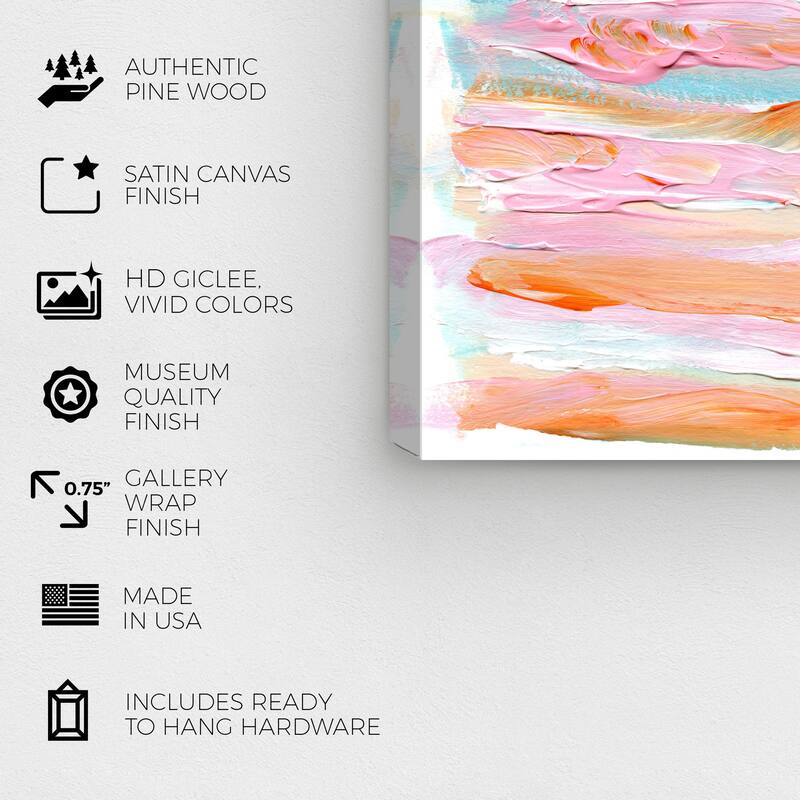 Wynwood Studio Abstract Summer Ice Cream Orange and Pastel Pink Modern & Contemporary Wall Art Canvas Print