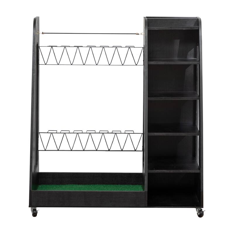 Premium Wooden Golf Clubs Storage Rack Fit 2 Golf Bags