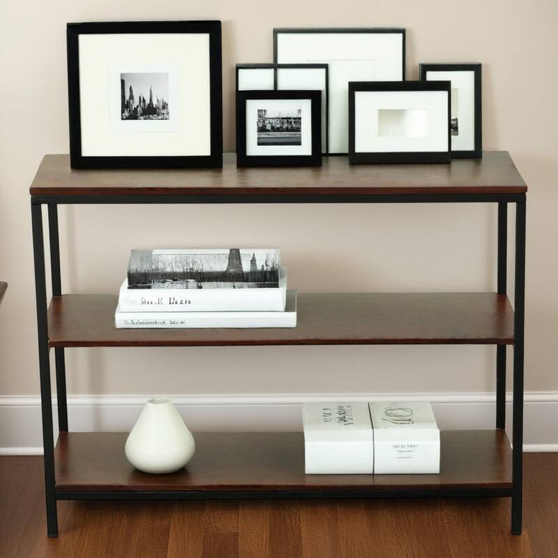Handcrafted Rectangular Console Table - 40" - Brown and Black