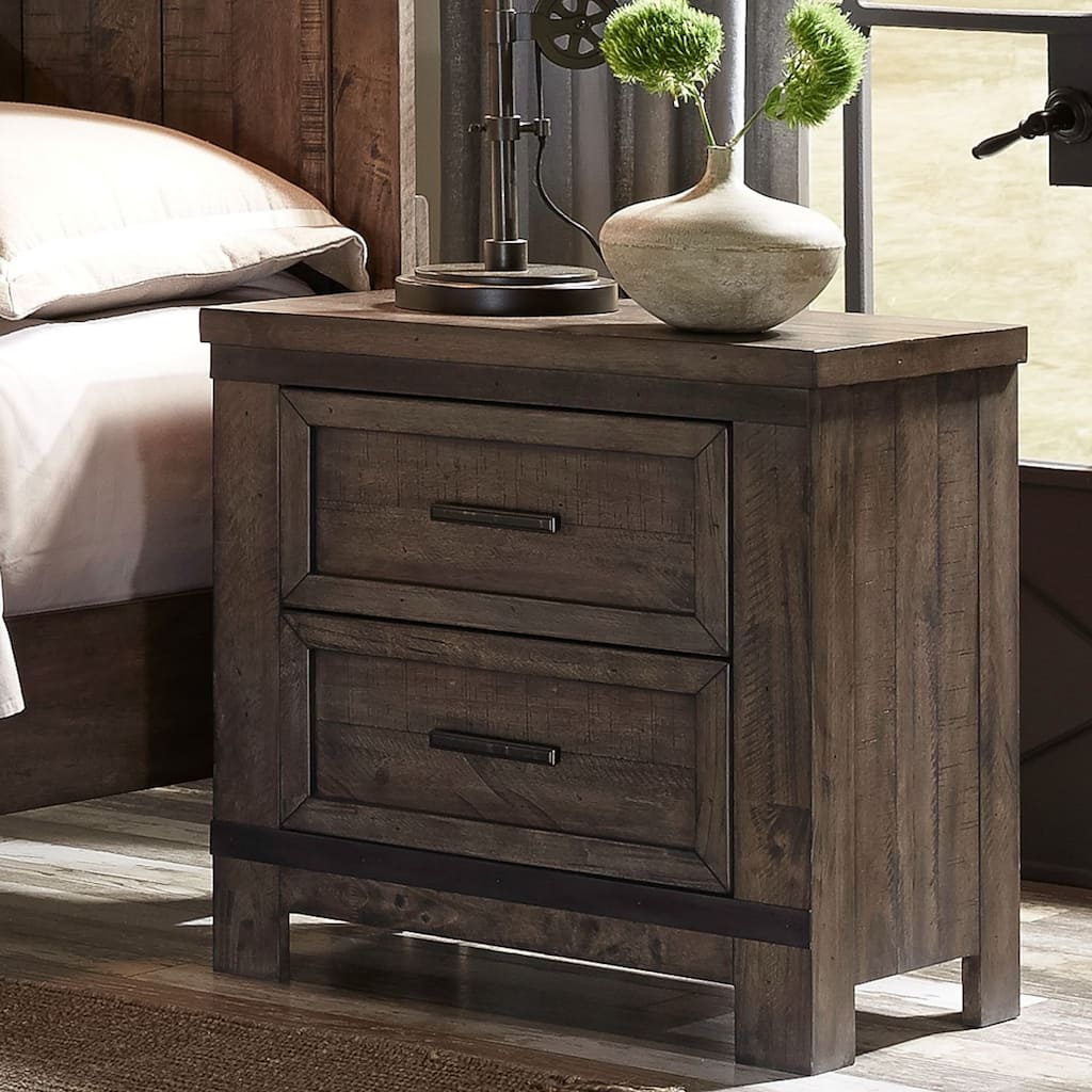 Thornwood Hills Rock Beaten Gray with Saw Cuts Night Stand