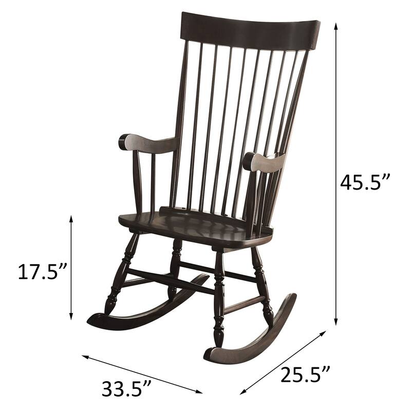 Classic Wooden Rocking Chair with Intricate Spindle Back Design, Offering Unparalleled Comfort and Style.