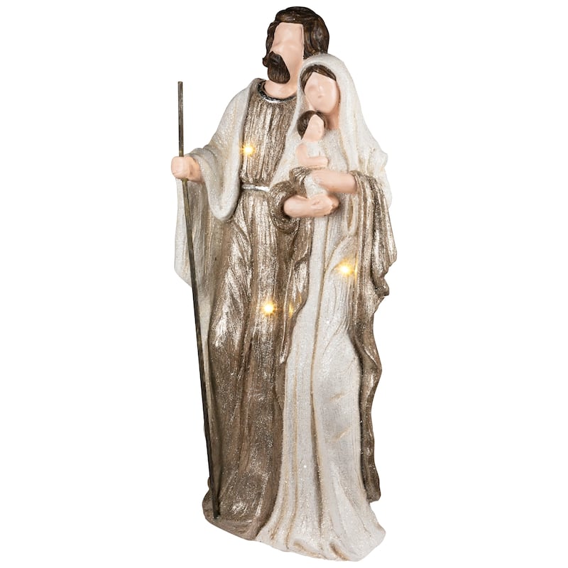 Lighted Glittery Holy Family Christmas Decoration - 21" - Clear LED Lights