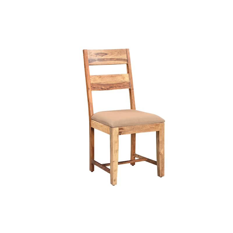 HomeRoots Set of Two Brown Fabric And Wood Ladder Back Dining Side Chairs - 18 in. x 39 in. x 18 in.