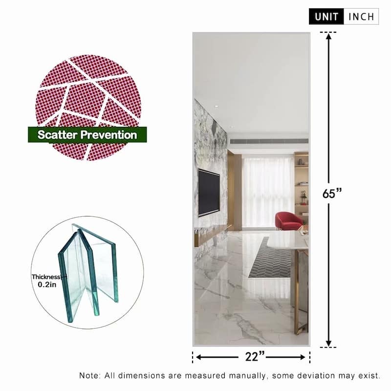 Dovelina Modern Full Length Floor Mirror - Freestanding Vanity Mirror for Bathroom or Living Space