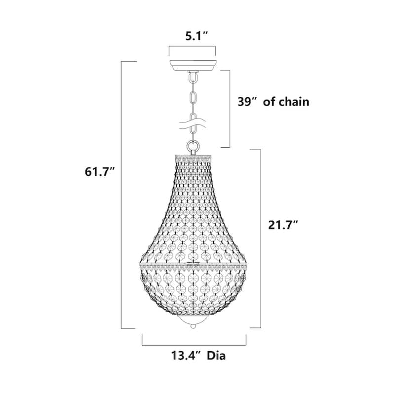 Chrome 6-Light Empire Chandelier with Crystal