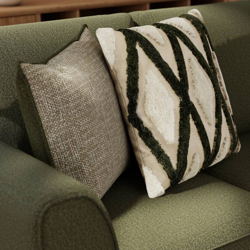 Roundhill Furniture Marvella Living Room Loveseat with Mosswood Chenille Upholstery and Textured Accent Pillows - N/A