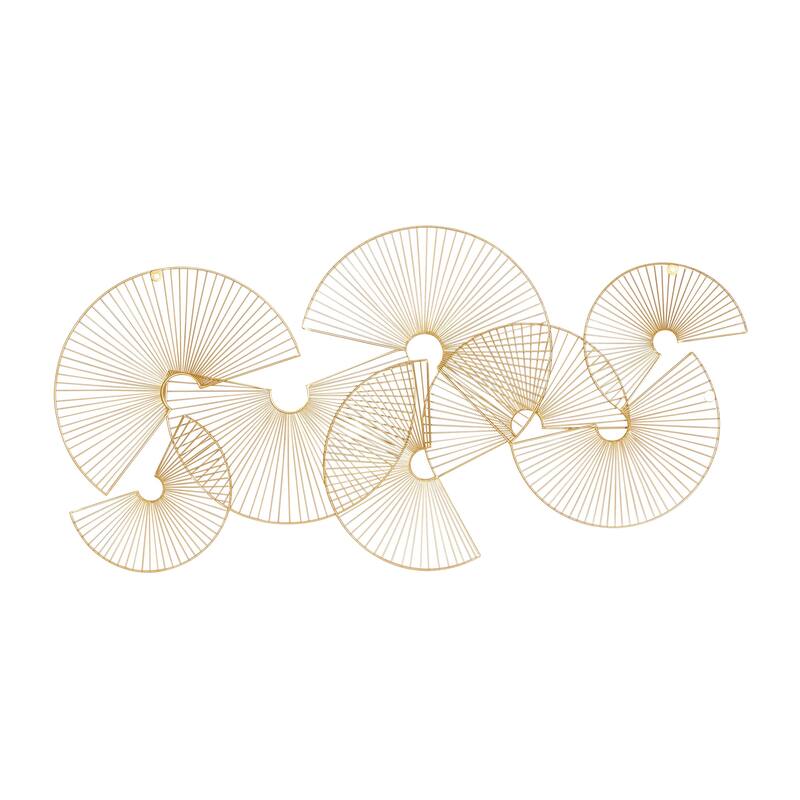 Metal Sunburst Half Moon Overlapping Wire Fan Home Wall Decor - Gold - CosmoLiving by Cosmopolitan